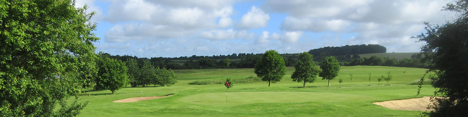 view of red flag near hole on golf course